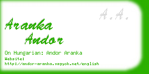 aranka andor business card